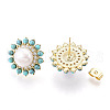 Mother's Day Jewellery Flower Brass Natural Pearl Stud Earrings PEAR-N020-05Y-4