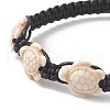 Synthetic Turquoise(Dyed) Tortoise Braided Bead Bracelet for Women BJEW-TA00225-02-2