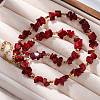 Nuggets Red Glass & Synthetic Non-magnetic Hematite Beaded Necklaces NJEW-U026-18G-3