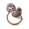 Natural Citrine & Amethyst Irregular Nugget Open Cuff Ring RJEW-I082-08R-02-3