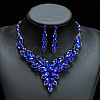 Fashionable Alloy Glass Earrings & Bib Necklaces FS-WGE8B96-03-1