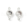 Brass Cubic Zirconia Flat Round Connector Charms KK-H204-02S-04-1