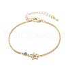 Brass Micro Pave Cubic Zirconia Birthday Flower Link Bracelets BJEW-U031-01G-12-4