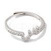 Rack Plating Brass Cubic Zirconia Arabic Letters Adjustable Rings for Women RJEW-S407-10P-07-2