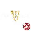 Horse Eye 925 Sterling Silver Micro Pave Clear Cubic Zirconia Cartilage Earrings with Chain FS-WGA2317-01-2