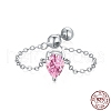 Rhodium Plated 925 Sterling Silver Rolo Chain Rings RJEW-A019-11-02P-2