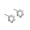 Anti-Tarnish Rhodium Plated Star of David 999 Fine Silver Stud Earrings for Women EJEW-S215-05P-1