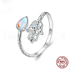 Hamsa Hand & Teardrop 925 Sterling Silver Cubic Zirconia & Opal & Moonstone Cuff Rings FS-WG148EA-01-4
