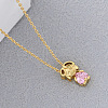 Brass Pave Heart Cubic Zirconia Girl Pendant Cable Chain Necklaces FS-WGE547A-06-1