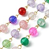 Crackle Glass Round Beaded Chain AJEW-JB01167-1