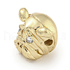 Brass Micro Pave Clear Cubic Zirconia Beads ZIRC-P119-05G-2