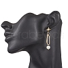 304 Stainless Steel Glass Star with Round Dangle Stud Earrings EJEW-JE06481-02-3