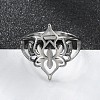 Non-Tarnish 304 Stainless Steel Hollow Out Flower Adjustable Ring RJEW-T027-03P-1