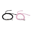 2Pcs 2 Colors Braided Korean Waxed Polyester Cord Adjustable Couple Bracelet Set BJEW-JB11627-2
