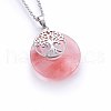 Cherry Quartz Glass Flat Round Pendants G-I357-A02-1