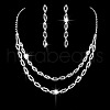 Horse Eye Brass Rhinestone Pendant Necklaces & Stud Dangle Earrings Sets FS-WG6EF02-02-1