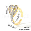 Brass Micro Pave Cubic Zirconia Cuff Rings JG6766-2-4