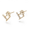 Brass Micro Pave Cubic Zirconia Earring Findings KK-S356-049G-NF-1