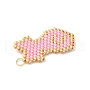 Handmade Glass Seed Beaded Cat Shape Pendants PALLOY-MZ00604-01-3