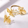 Flower Alloy Cuff Bangles & Rings Sets FS-WGBB150-01-5