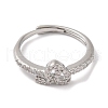 Rack Plating Brass Cubic Zirconia Arabic Letters Adjustable Rings for Women RJEW-S407-10P-01-2