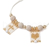 Natural Lava Rock & Natural Howlite & Glass Seed Beaded Braided Bracelets BJEW-MZ00063-01-3