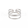 Non-Tarnish 304 Stainless Steel Triple Line Open Cuff Ring for Women RJEW-S405-171P-1