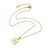 Ion Plating(IP) Rectangle with Initial Letter 304 Stainless Steel Pendant Necklace NJEW-R265-04G-Q-3