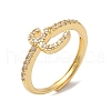 Rack Plating Brass Cubic Zirconia Arabic Letters Adjustable Rings for Women RJEW-S407-10G-16-1