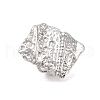Non-Tarnish Hammered Rectangle 304 Stainless Steel Open Cuff Ring for Women Men RJEW-Z038-01P-1