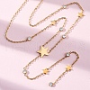 304 Stainless Steel Crystal Rhinestone Star Lariat Necklaces NJEW-R026-15G-2
