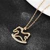 304 Stainless Steel Crystal Rhinestone Rocking Horse Pendant Necklaces for Women NJEW-F339-02G-5