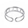 Non-Tarnish 304 Stainless Steel Rectangle Wrap Open Cuff Ring RJEW-T023-67P-2