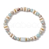 Natural Lava Rock & Synthetic Aqua Terra Jasper & Natural Aquamarine Beads Strethch Bracelets BJEW-JB11666-01-2