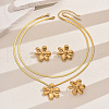 Flower Stainless Steel Earrings & Two Necklaces & Rings Set for Women's Banquet Party Wedding Gift TB0715-5