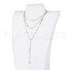 Natural Flower Amazonite Lariat Necklaces NJEW-JN01961-02-4