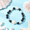 2Pcs Synthetic Turquoise and Natural Lava Rock Beads Stretch Bracelets for Men Women BJEW-JB11824-4