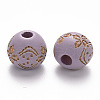 Painted Natural Wood Beads X-WOOD-N006-03A-12-2