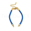 Leather Braided Cord Link Bracelets MAK-K022-01G-14-1