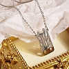 Stylish Stainless Steel Square Pendant Necklace for Women's Daily Wear YL6834-2-1