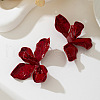 Flower Spray Painted Alloy Stud Earrings FS-WG7186F-01-1