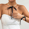 Bowknot Satin Cord Plastic Imitation Pearl Round Beaded Choker Necklaces for Women WG8633D-01-2