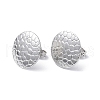 304 Stainless Steel Textured Flat Round Stud Earrings for Women EJEW-I285-03P-1