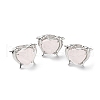 Natural Rose Quartz Dolphin & Heart Adjustable Rings RJEW-K241-02P-01-4