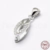 Anti-Tarnish Rhodium Plated 925 Sterling Silver Micro Pave Cubic Zirconia Pendant Bails STER-E053-35P-3