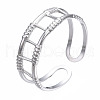 Non-Tarnish 304 Stainless Steel Rectangle Wrap Open Cuff Ring RJEW-T023-67P-3