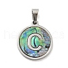 304 Stainless Steel with Paua Shell Pendants STAS-G268-02C-P-2