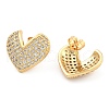Brass Pave Clear Cubic Zirconia Stud Earrings EJEW-U005-09G-2