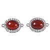 Natural Carnelian(Dyed & Heated) Oval Connector Charms KK-U043-50P-01-1