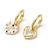 Heart Real 18K Gold Plated Brass Dangle Hoop Earrings EJEW-L268-038G-05-2